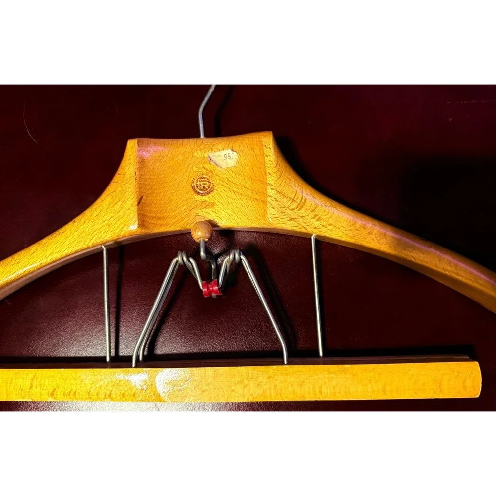 3 Italian Vintage F R Wooden Suit Hangers Solid Upscale Italy Sturdy Vintage